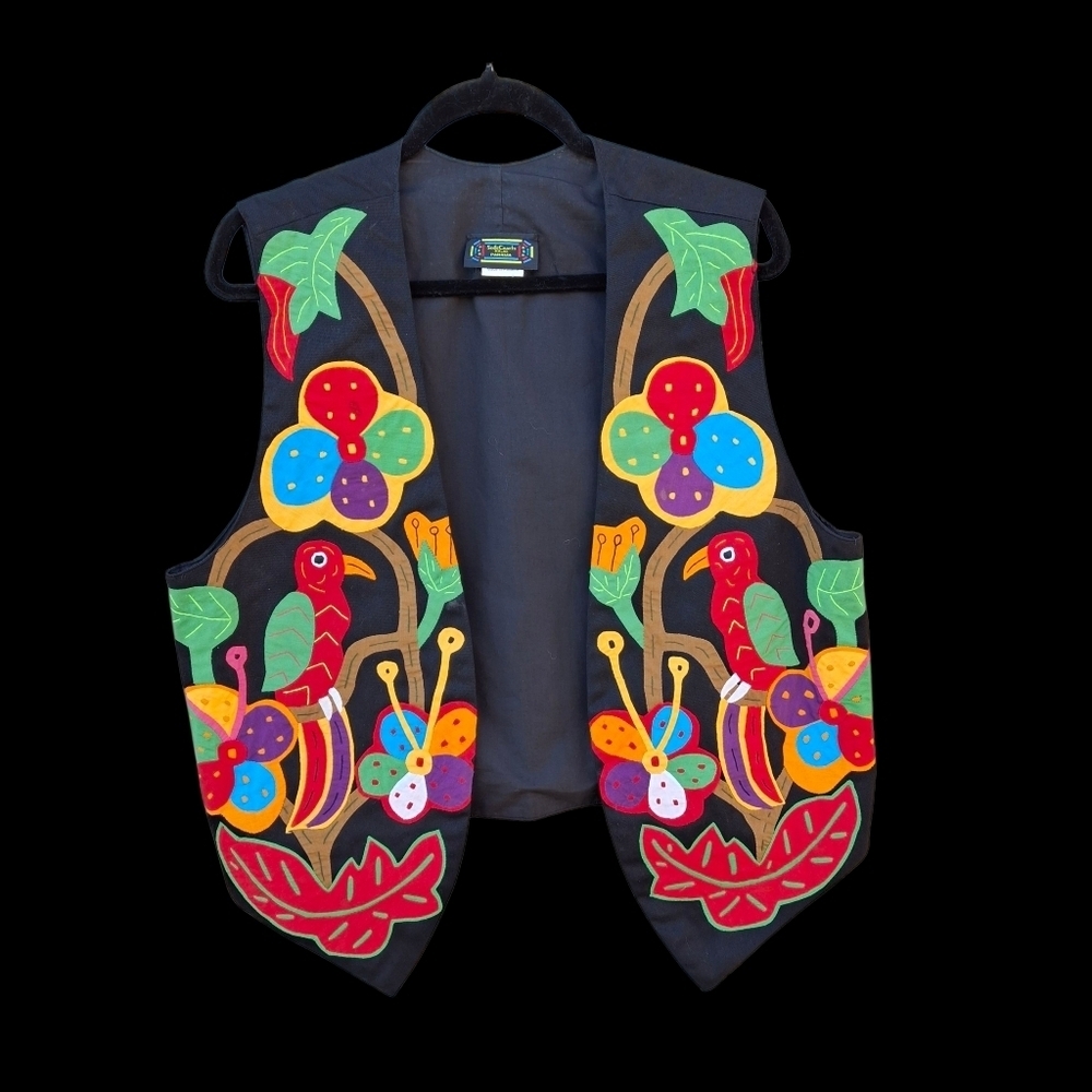 Sed's Crafts Handmade Mola Art Vest  Made In Panama  Women Size Small - Picture 10 of 14